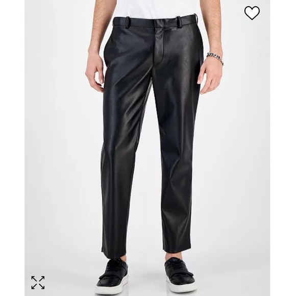 LIKE NEW INC Men's Size 29x30 Black Twilight Slim Fit Faux Leather Trousers - Picture 1 of 11